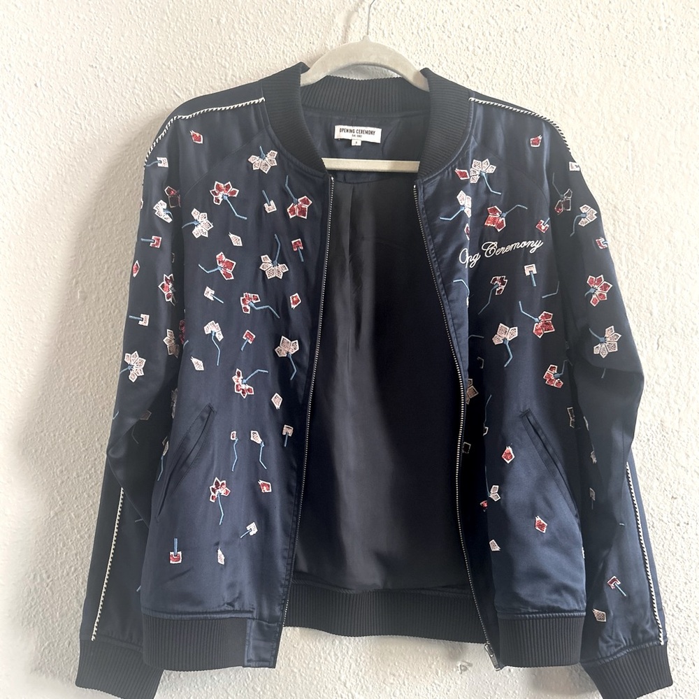 Opening Ceremony Satin Embroidered Bomber Jacket Small
